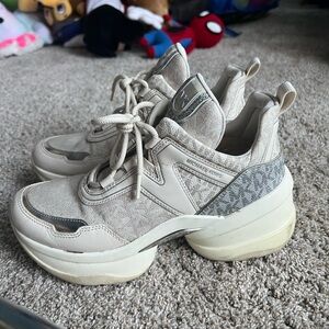 Michael Kors Cream Chunky Sneakers with Platform Sole